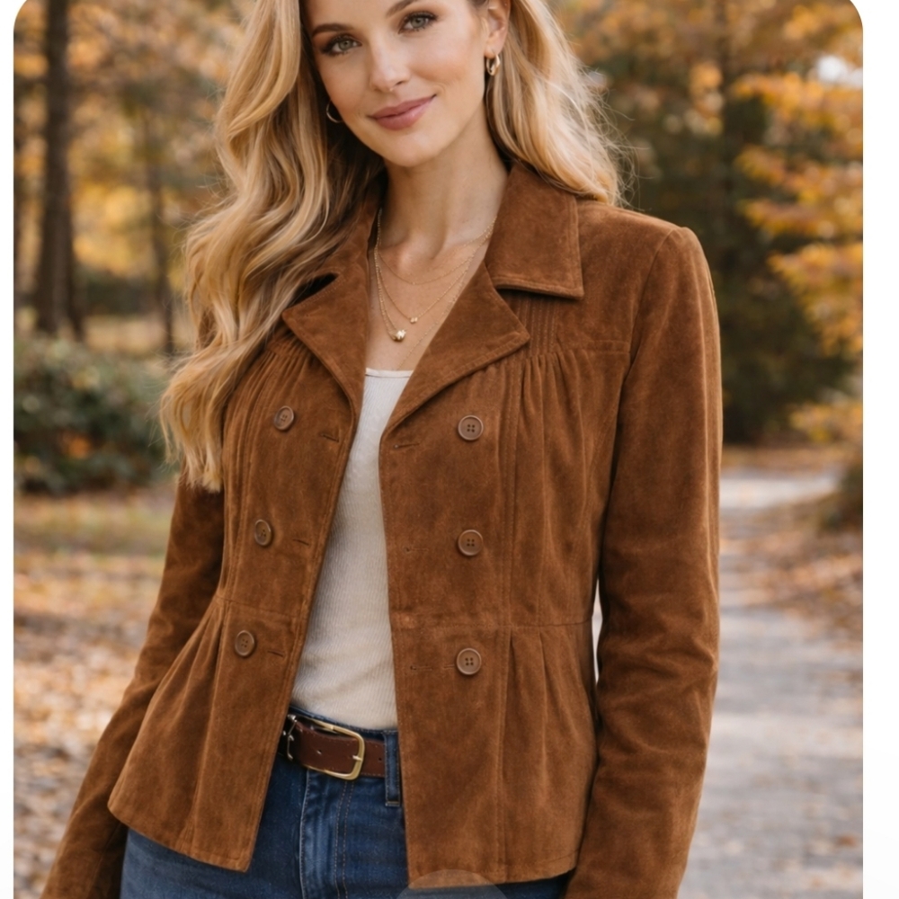 Avanti Genuine Leather Jacket Brown Front & Back Pleated Tailored Fit  Size XL